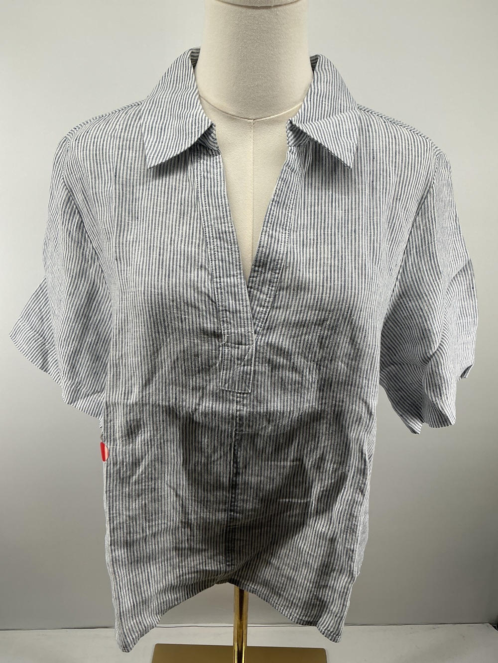 100% European Linen Short Sleeve Popover Top
